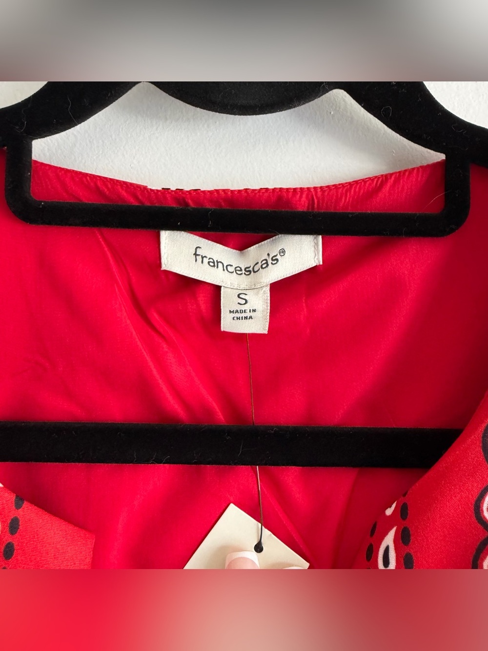 Francesca’s Red, White and Black Handkerchief Western Tie Cropped Vest NWT - Picture 3 of 4